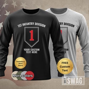1st Infantry Division, Long Sleeve, T-Shirt, Custom, Personalized, 1 ID, 1ID, The Big Red One, BRO, US Army, Military, Veteran, Gift, Shirt