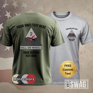 2nd Armored Division, T-shirt, Personalize, 2 AD, Hell on Wheels, Fort Hood, Vintage, US Army, Veteran, Military, Gift, Shirt, Tshirt