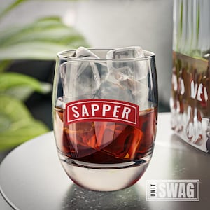 Sapper Tab, Whiskey Glass, US Army, Sapper, SLTW, Engineer, Combat Engineer, Sapper Gift, Gift, Customize, Personalize, Graduation