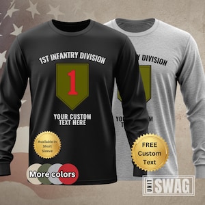 1st Infantry Division, Long Sleeve, T-Shirt, Custom, Personalized, 1 ID, 1ID, The Big Red One, BRO, US Army, Military, Veteran, Gift, Shirt