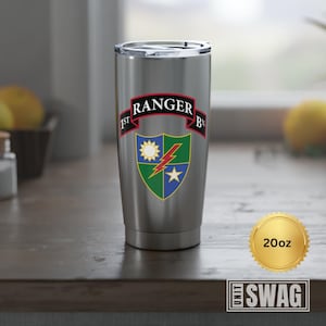 1st Ranger Battalion, Tumbler, 1st BN, 75th Ranger Regiment, Distinctive Unit Insignia, Sua Sponte, RLTW, US Army, Veteran, Custom, Gift