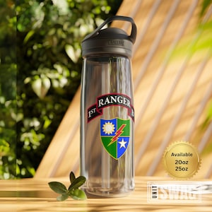 1st Ranger Battalion, Water Bottle, 1st BN, 75th Ranger Regiment, Distinctive Unit Insignia, Sua Sponte, RLTW, US Army, Veteran, Gift