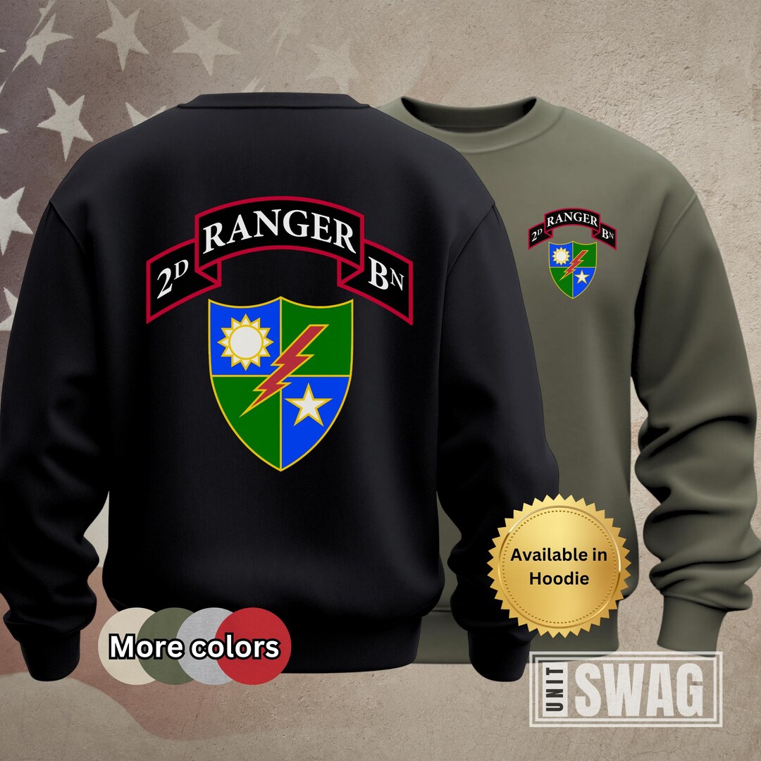 2nd Ranger Battalion, Sweatshirt, 2nd BN, 75th Ranger Regiment, Unit ...