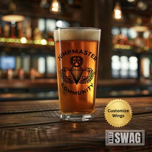 Jumpmaster Community, Whiskey, Glass, Jumpmaster, School, Airborne, Paratrooper, Veteran, Parachutist, Wing, Graduation, Gift