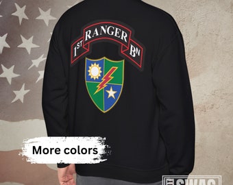 1/75 Ranger Battalion Scroll & DUI | RLTW | Sua Sponte | Logo Front  and Back | Unisex Heavy Blend Crewneck Sweatshirt