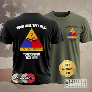 2nd Armored Division, T-shirt, Personalize, 2 AD, Hell on Wheels, Fort Hood, Vintage, US Army, Veteran, Military, Gift, Shirt, Tshirt
