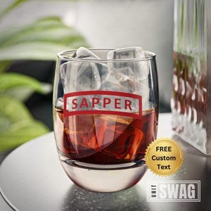 Sapper Tab, Whiskey Glass, US Army, Sapper, SLTW, Engineer, Combat Engineer, Sapper Gift, Gift, Customize, Personalize, Graduation