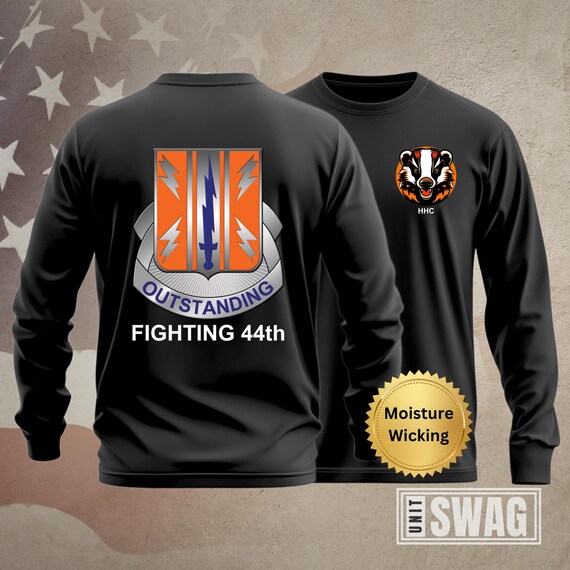 HHC 44 ESB, Long Sleeve, T-shirt, 44th, Expeditionary Signal, Battalion, Moisture Wicking, Dri-Fit, Black, Shirt