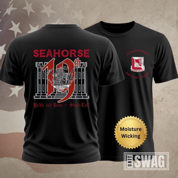 19 EN BN, T-Shirt, Unit Shirt, Moisture Wicking, Dri-Fit, Black, Shirt, Seahorse, Bridle and Reins, Stand Tall