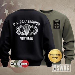 82nd Airborne Division, Sweatshirt, Paratrooper, Jump Wings, All American, US Army, Veteran, Long Sleeve, Gift, Customize