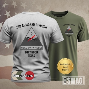 2nd Armored Division, T-shirt, 2 AD, Hell on Wheels, Fort Hood, Vintage, Memorabilia, US Army, Veteran, Military, Gift, Shirt, Tshirt
