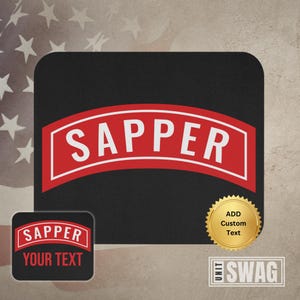 US Army Sapper Mouse Pad, Sapper Tab Mousepad, Sapper Instructor, US Army Sapper, US Army, Veteran, Combat Engineer, Graduation, Gift