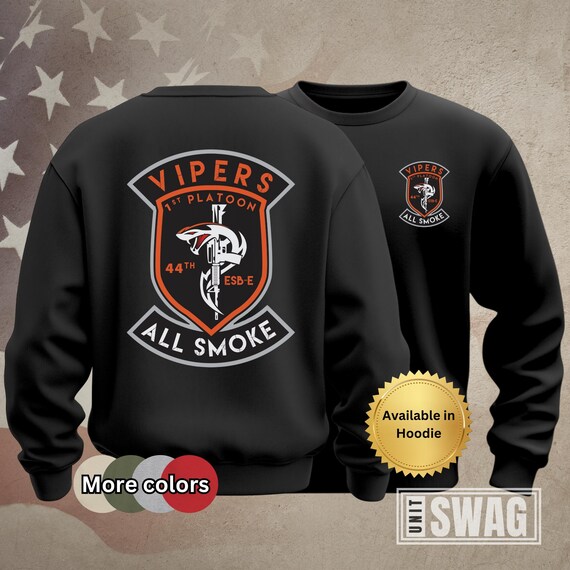 1 PLT, 44 ESB, Hoodie, Vipers, 44th, Expeditionary Signal, Battalion, Enhanced, Unit Shirt, Heavy Blend Crewneck, Long Sleeve