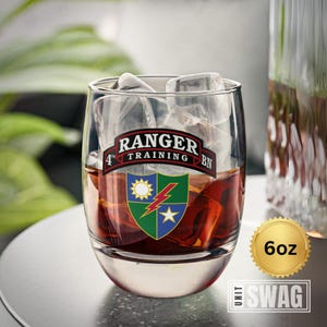 4th Ranger Training Battalion, Whiskey Glass, 4th RTB, 75th Ranger Regiment, Unit Insignia, Sua Sponte, RLTW, US Army, Veteran, Gift