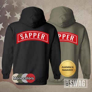 US Army Sapper Tab, Hoodie, Sapper, Engineer, Combat Engineer, Engineer Regiment, SLTW, US, Army, Veteran, Hooded, Sweatshirt, Gift