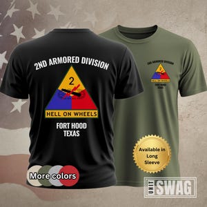 2nd Armored Division, T-shirt, 2 AD, Hell on Wheels, Fort Hood, Vintage, Memorabilia, US Army, Veteran, Military, Gift, Shirt, Tshirt