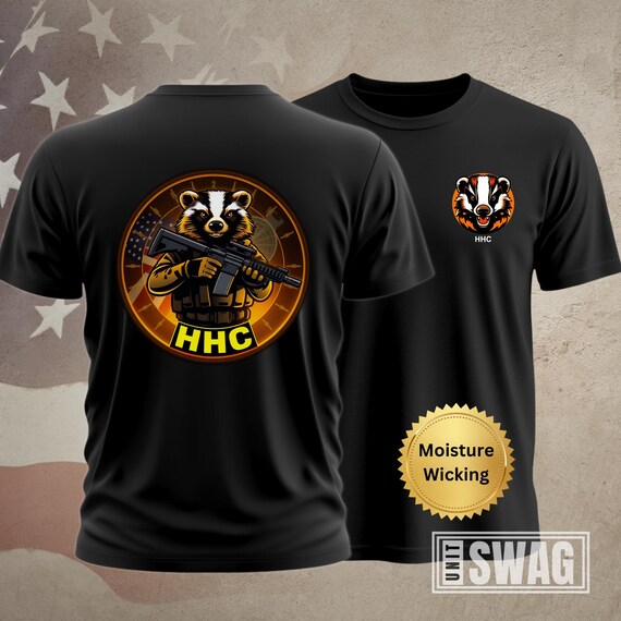 HHC 44 ESB, T-shirt, 44th, Expeditionary Signal, Battalion, Enhanced, Unit Shirt, Moisture Wicking, Dri-Fit, Black, Shirt