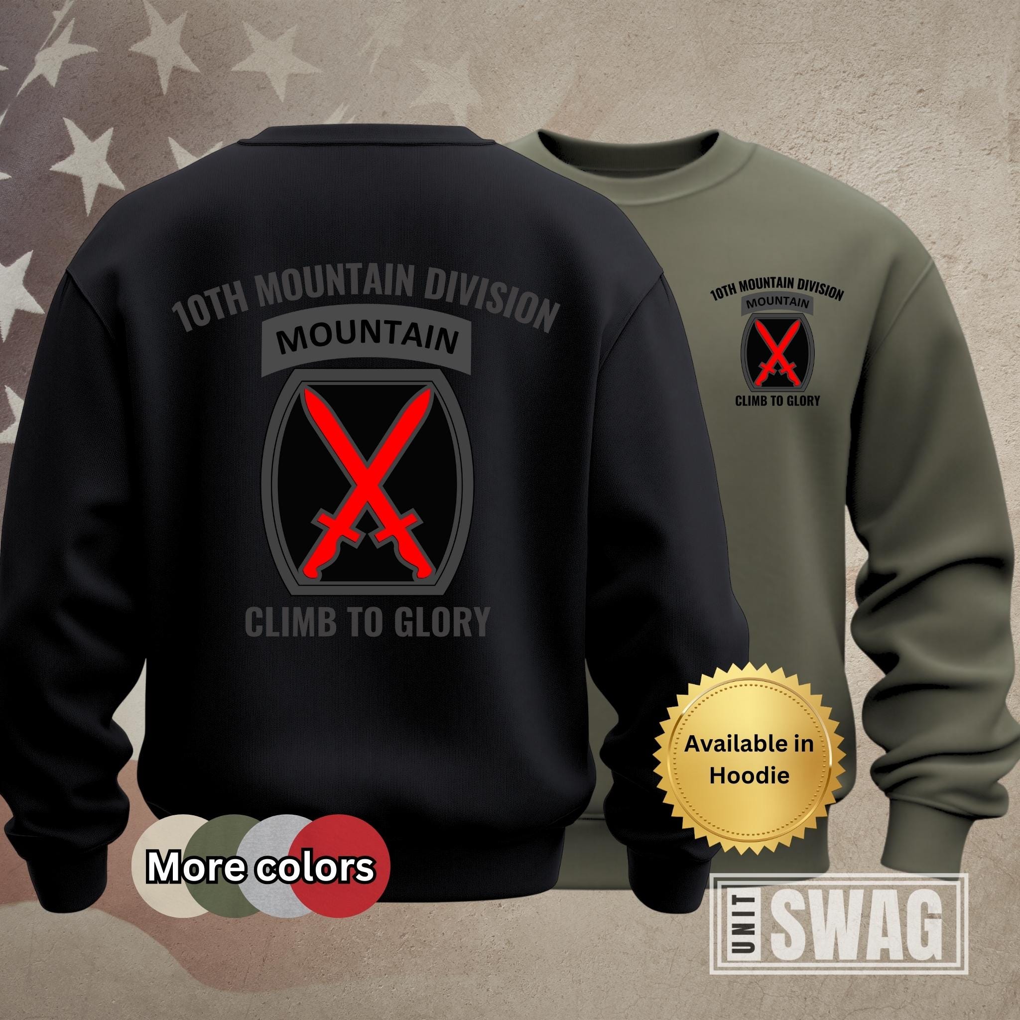 10th Mountain Division, Sweatshirt, Climb to Glory, Fort Drum 