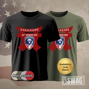 187th Infantry Regiment, T-Shirt, Rakkasans, 187 Infantry, Airborne, Paratrooper, Ne Desit Virtus, US Army, Military, Veteran, Gift, Shirt