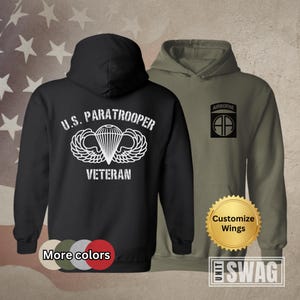 82nd Airborne Division, Hoodie, Paratrooper, Jump Wings, All American, US Army, Veteran, Hooded, Sweatshirt, Gift, Customize