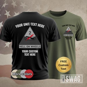 2nd Armored Division, T-shirt, Personalize, 2 AD, Hell on Wheels, Fort Hood, Vintage, US Army, Veteran, Military, Gift, Shirt, Tshirt