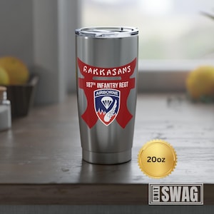 187th Infantry Regiment, Tumbler, Rakkasans, 187 Infantry, Airborne, Paratrooper, Ne Desit Virtus, US Army, Military, Veteran, Gift