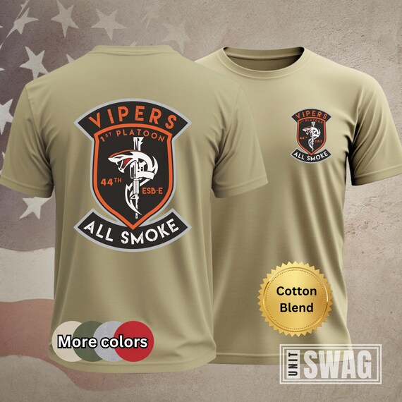 1 PLT, 44 ESB, T-shirt, Vipers, 44th, Expeditionary Signal, Battalion, Enhanced, Unit Shirt, Cotton Blend, Shirt