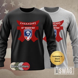 187th Infantry Regiment, Long Sleeve, T-Shirt, Rakkasans, 187 Infantry, Airborne, Paratrooper, US Army, Military, Veteran, Gift, Shirt