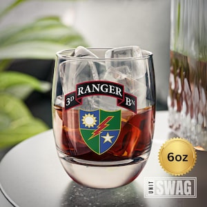 3rd Ranger Battalion, Whiskey Glass, 3rd BN, 75th Ranger Regiment, Distinctive Unit Insignia, Sua Sponte, RLTW, US Army, Veteran, Gift