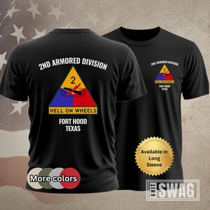 2nd Armored Division, T-shirt, 2 AD, Hell on Wheels, Fort Hood, Vintage, Memorabilia, US Army, Veteran, Military, Gift, Shirt, Tshirt
