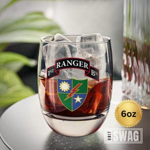 1st Ranger Battalion, Whiskey Glass, 1st BN, 75th Ranger Regiment, Distinctive Unit Insignia, Sua Sponte, RLTW, US Army, Veteran, Gift