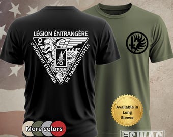 2E REP, T-Shirt, French Foreign Legion, Parachute Regiment, 2e Régiment Étranger de Parachutistes, Custom, Military, Veteran, Gift, Shirt