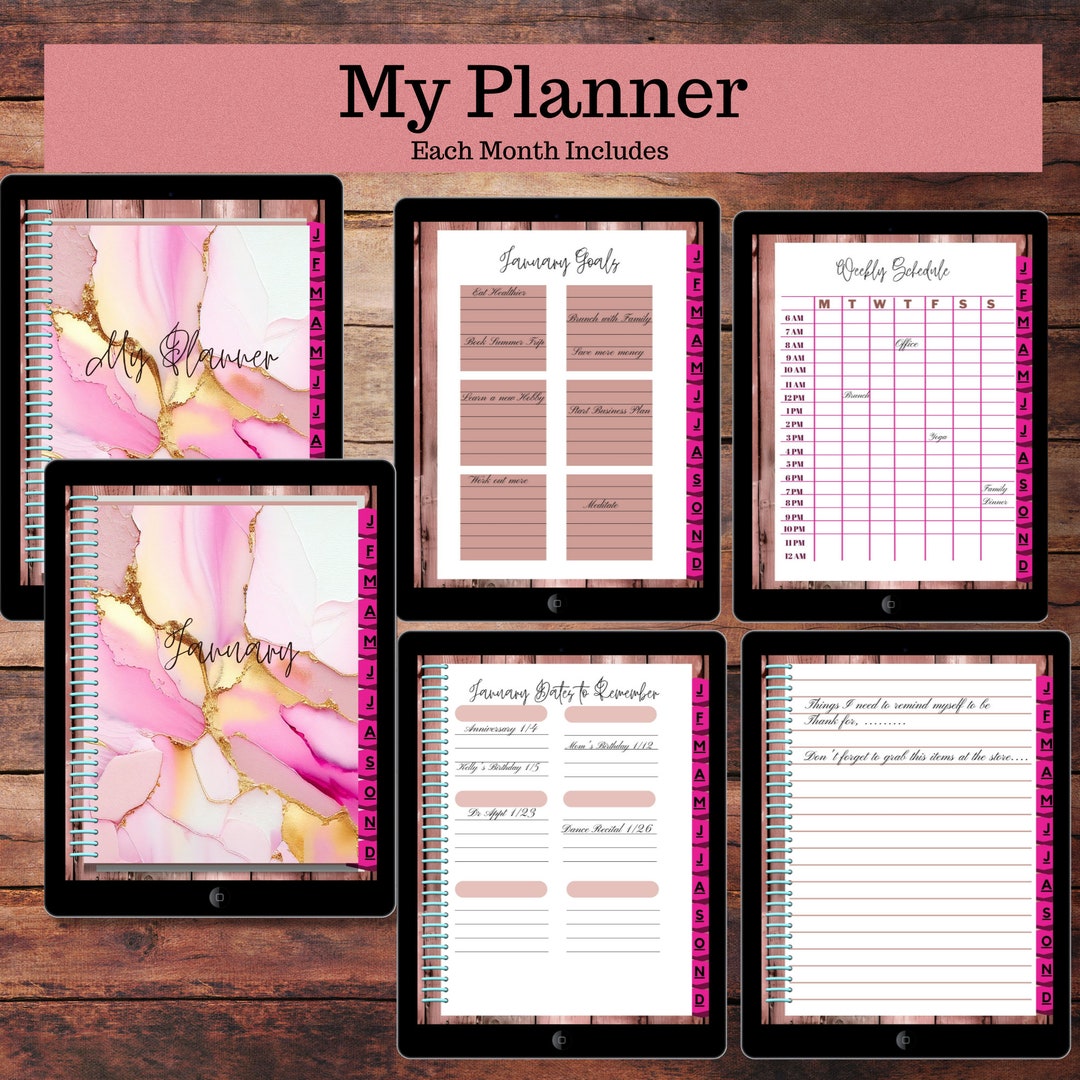 Undated Digital Planner for iPad | Goodnotes & Notability Compatible ...