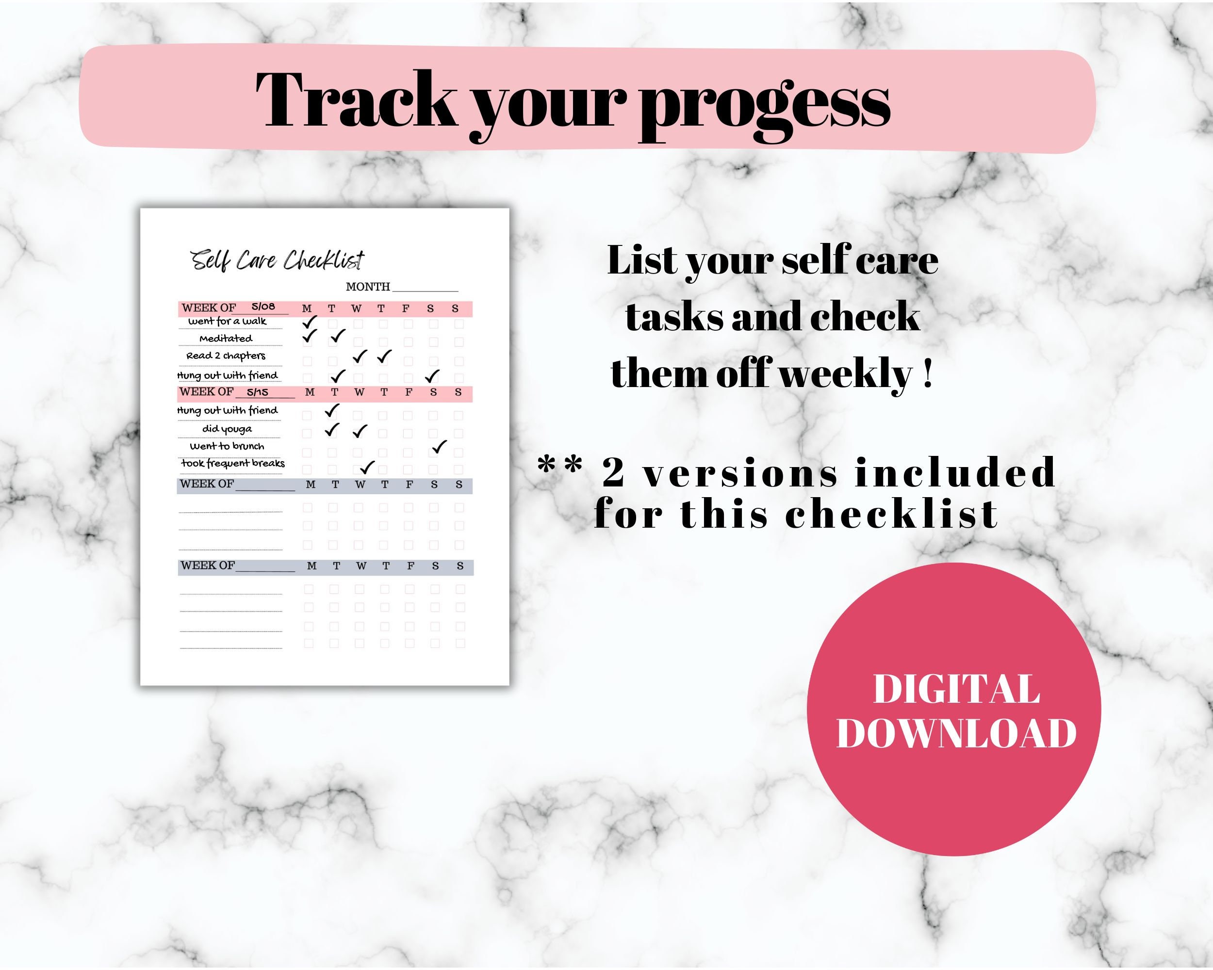 Well Being Checklist.pdf Self-care Planner Checklist for Mental Health and Wellness, Daily Well ...