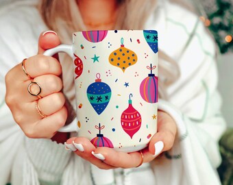 Übergroße Urlaub Cheer Weihnachten Ornament Keramiktasse, süße große festliche Kaffeetasse, heißer Kakao Mitarbeiter Geschenk, heiße Schokolade Latte Tasse