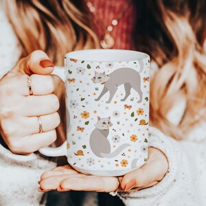 Large Cat Ceramic Coffee Mug 15oz, Cute Mug for Cat Lover,  Birthday Gift for Cat Lady, Kitty Cat, Kitten Coffee Lover Gift Gift for Her