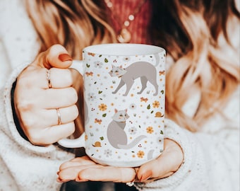 Large Cat Ceramic Coffee Mug 15oz, Cute Mug for Cat Lover,  Birthday Gift for Cat Lady, Kitty Cat, Kitten Coffee Lover Gift Gift for Her
