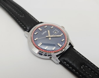 Gents Vintage Oris Mechanical 7 Jewels Hand Wound Wrist Watch with Adjustable Leather Strap and Date Indicator - Serviced