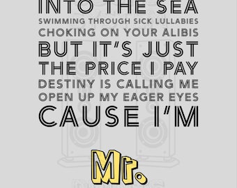 The Killers - Mr Brightside Lyric Print