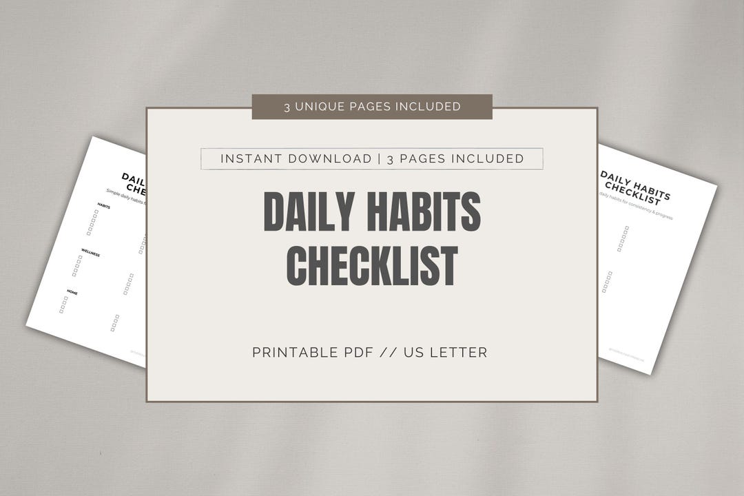 Daily Habits Checklist Printable | Habit Tracker Printable | Daily ...