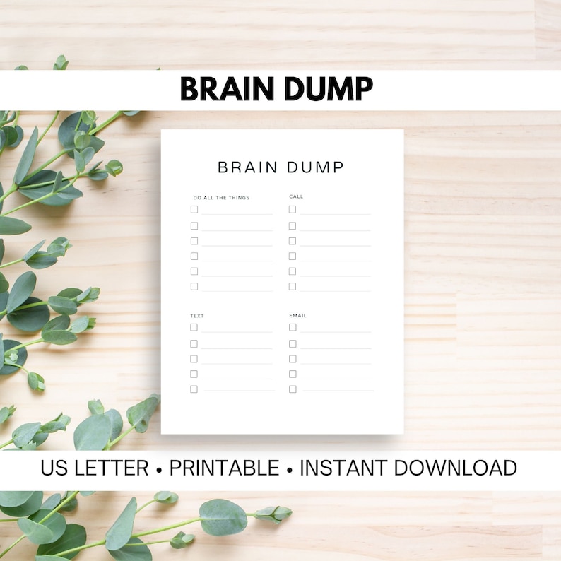 Brain Dump Printable Brain Dump thought Organizer Etsy
