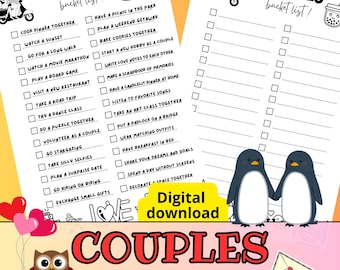 Couples Bucket List Printable, Date Night Ideas, Couples Activities Checklist, Relationship Goals, Editable PDF Planner, anniversary ideas