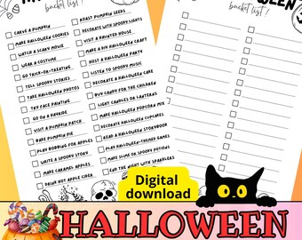 Halloween Bucket List Printable, Halloween Activities for Kids & Families, Spooky Season Checklist, Fall Activity Planner, Editable PDF