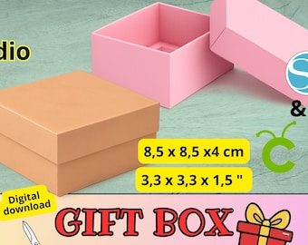Jewelry box template SVG, Cut File for gift box, no glue craft, DIY Party Favors Box, square festive box for present, Easy Classic Box sheet