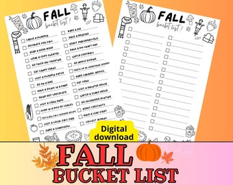 Fall Bucket List Printable, Autumn Activities Checklist, Editable PDF Planner, Cozy Fall Ideas, Halloween Bucket List, Instant Download