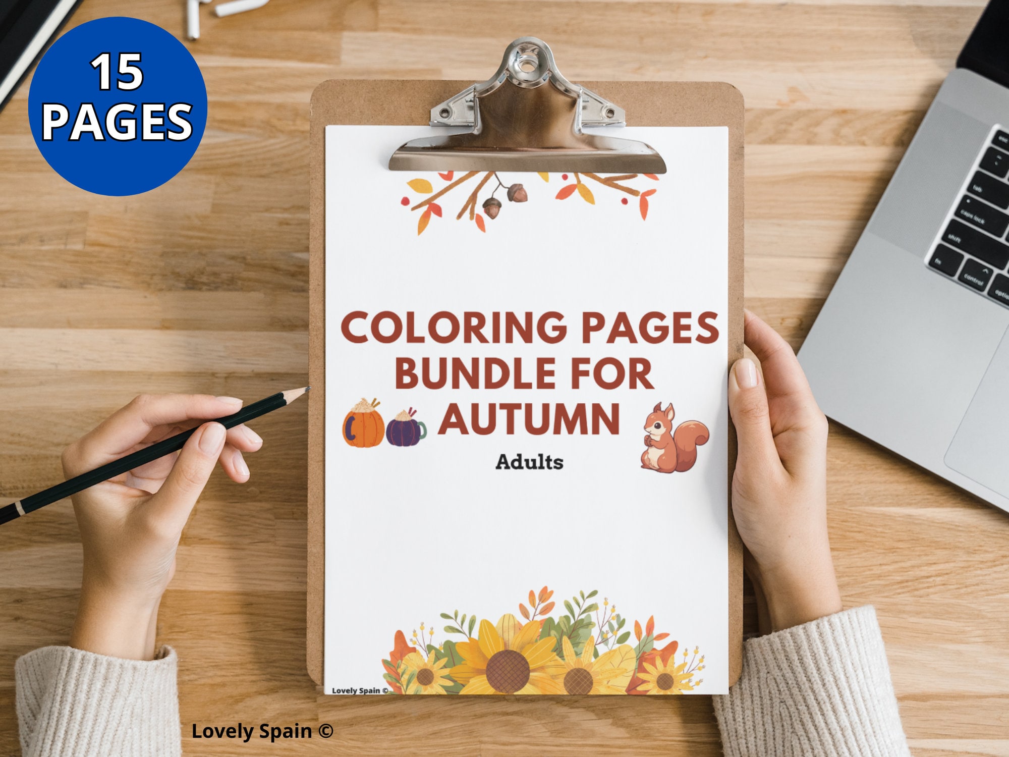 15 Fall Coloring Pages for Adults, Autumn Season Bundle Printable, Fall