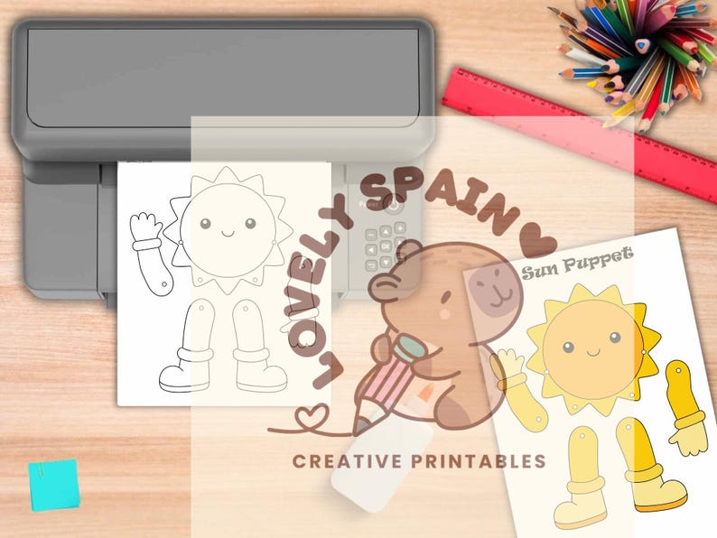 Sun Puppet Printable PDF, Articulated Paper Puppet Craft, Summer Kids ...