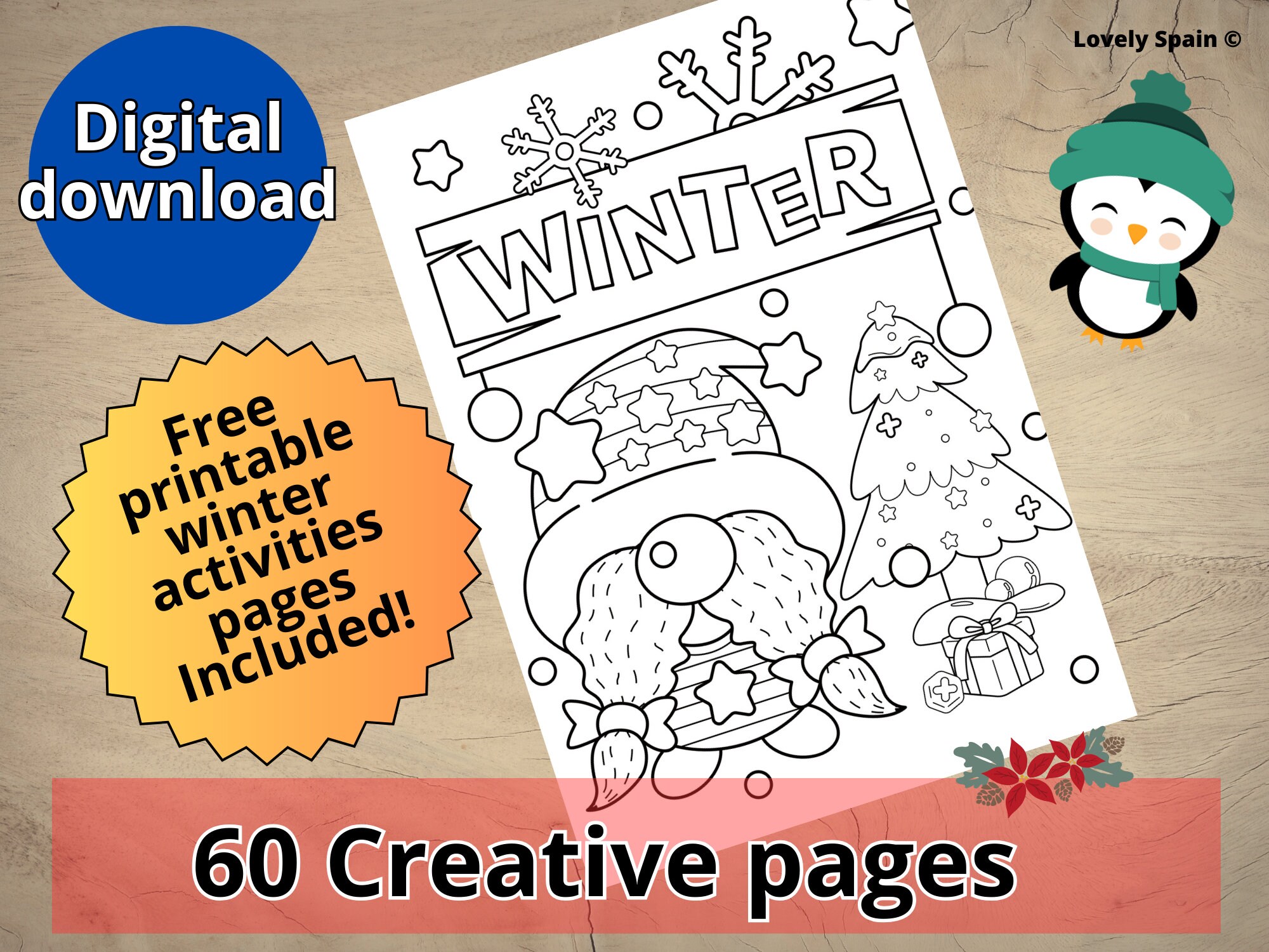 Winter Coloring Pages for Kids, 60 Printable Winter Coloring Sheets ...