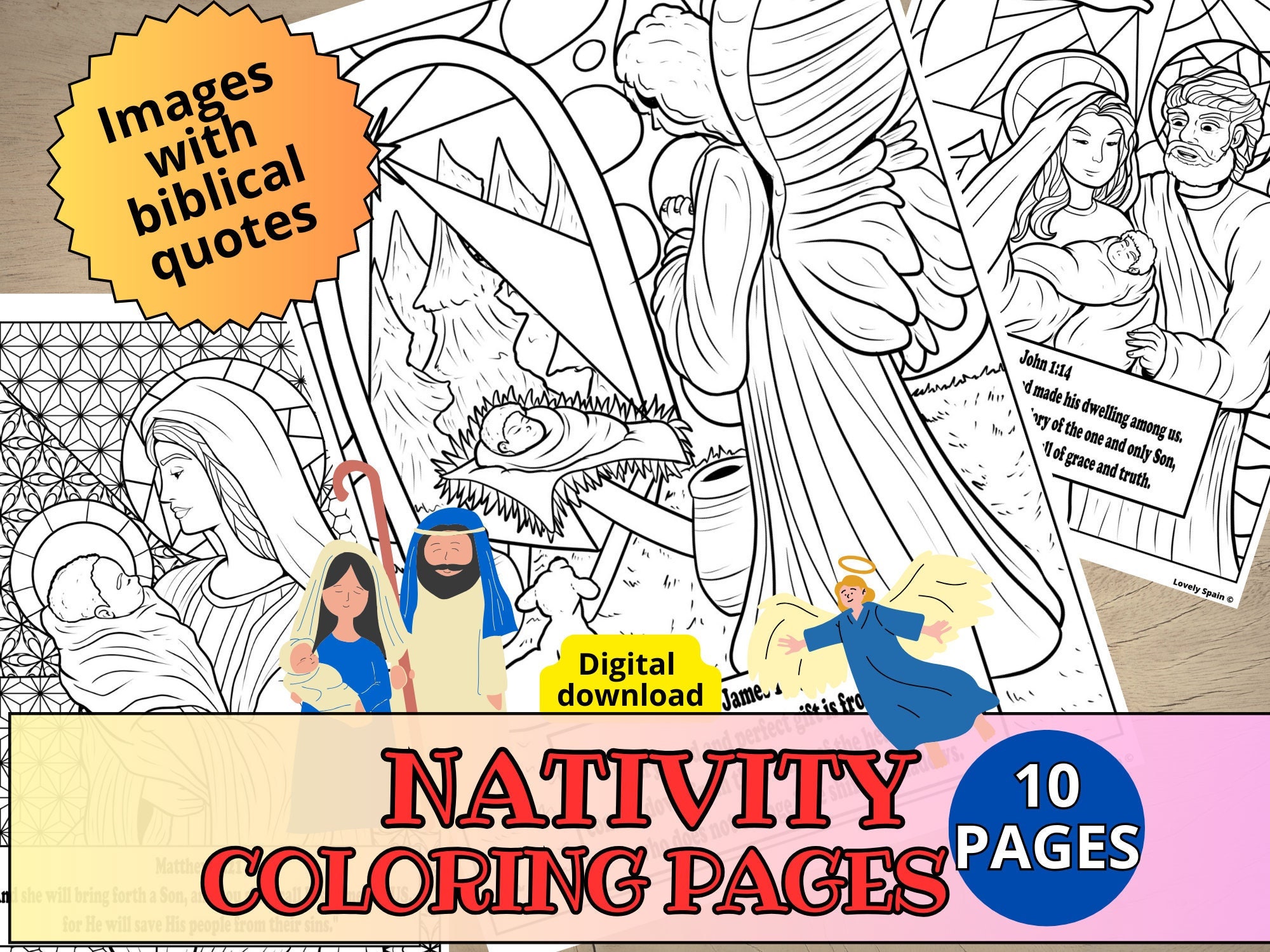 10 Nativity Coloring Pages, Christmas Printables, Birth of Jesus ...