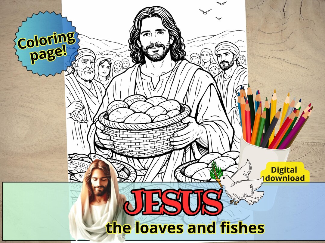Jesus Feeds the 5000 Coloring Page, Feeding the Five Thousand Bible ...